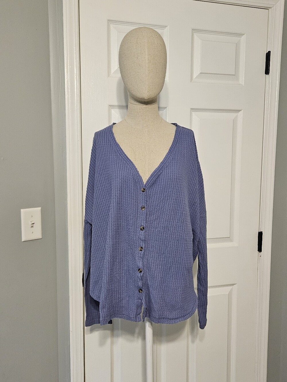 Out From Under For Urban Outfitters Lilac Button-Front Waffle Knit Cardigan